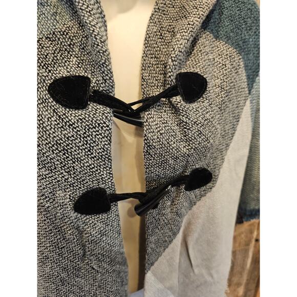 NWT grey black color block triangle shaped poncho OS career office teacher ^ - Picture 3 of 6